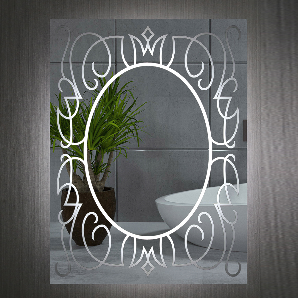 Hot Sale Minimalist Contemporary Design Bathroom Silver Led Mirror