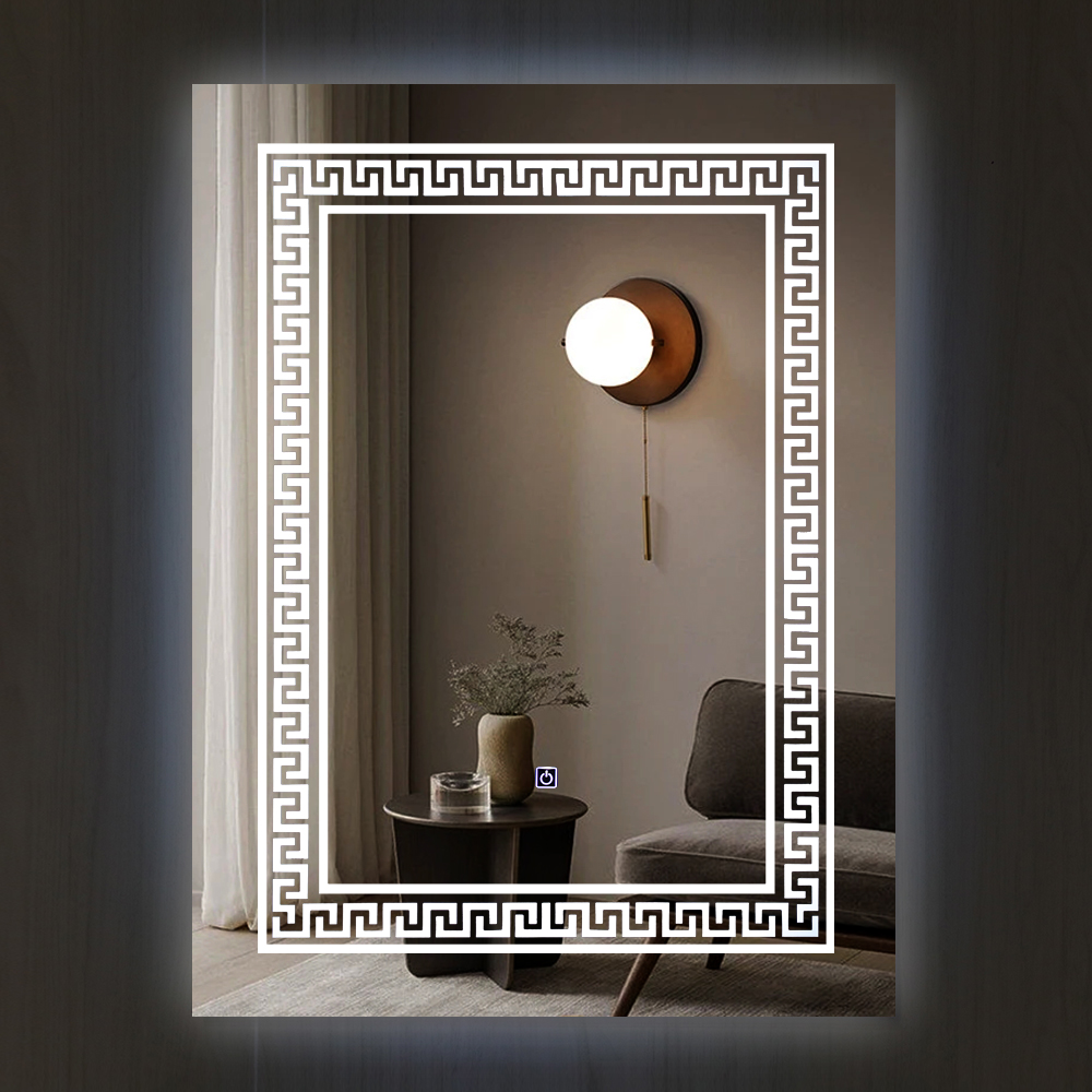 Customized Different Pattern Wall Mounted Led Light Bathroom Mirror Hotel Mirror