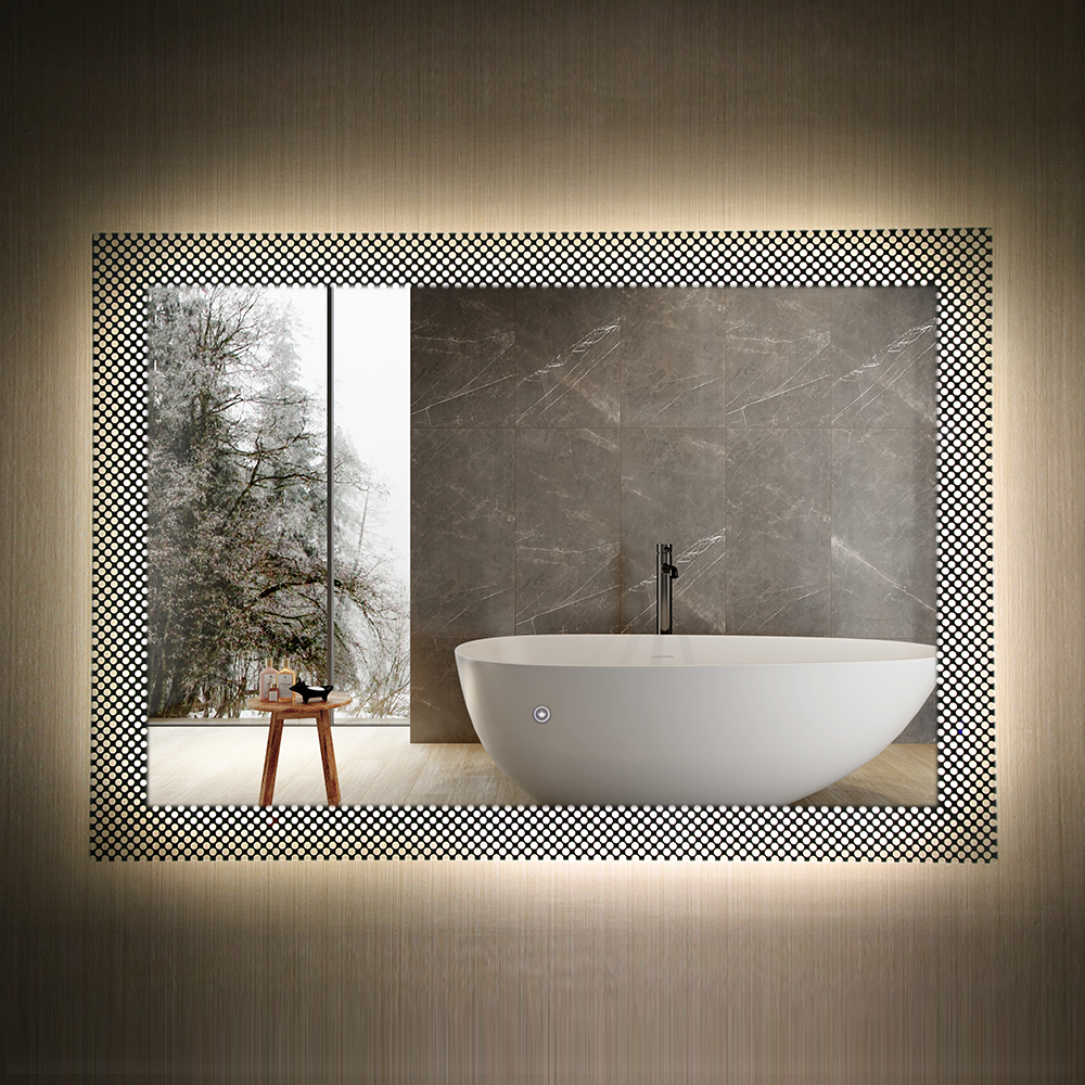 Customized Different Pattern Wall Mounted Led Light Bathroom Mirror Hotel Mirror