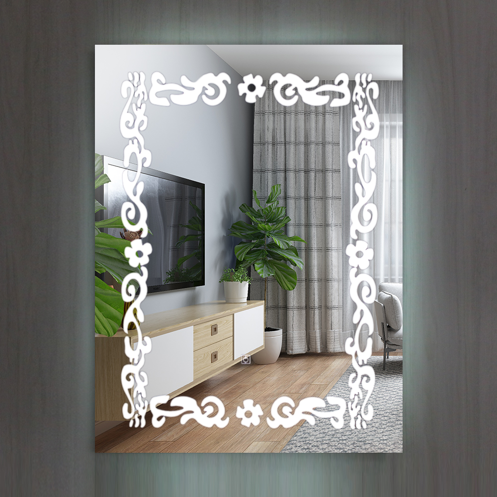 Hot Sale Minimalist Contemporary Design Bathroom Silver Led Mirror