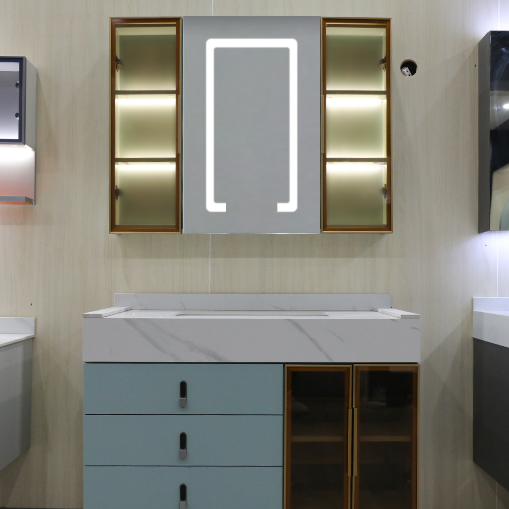 Luxury Hotel European Style Wall Mounted Bathroom Vanity High Quality Bathroom Cabinet Set