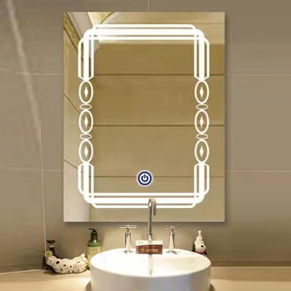 Latest Design All Season Luxury Brass Gold Rectangle Smart Led Bathroom Mirror