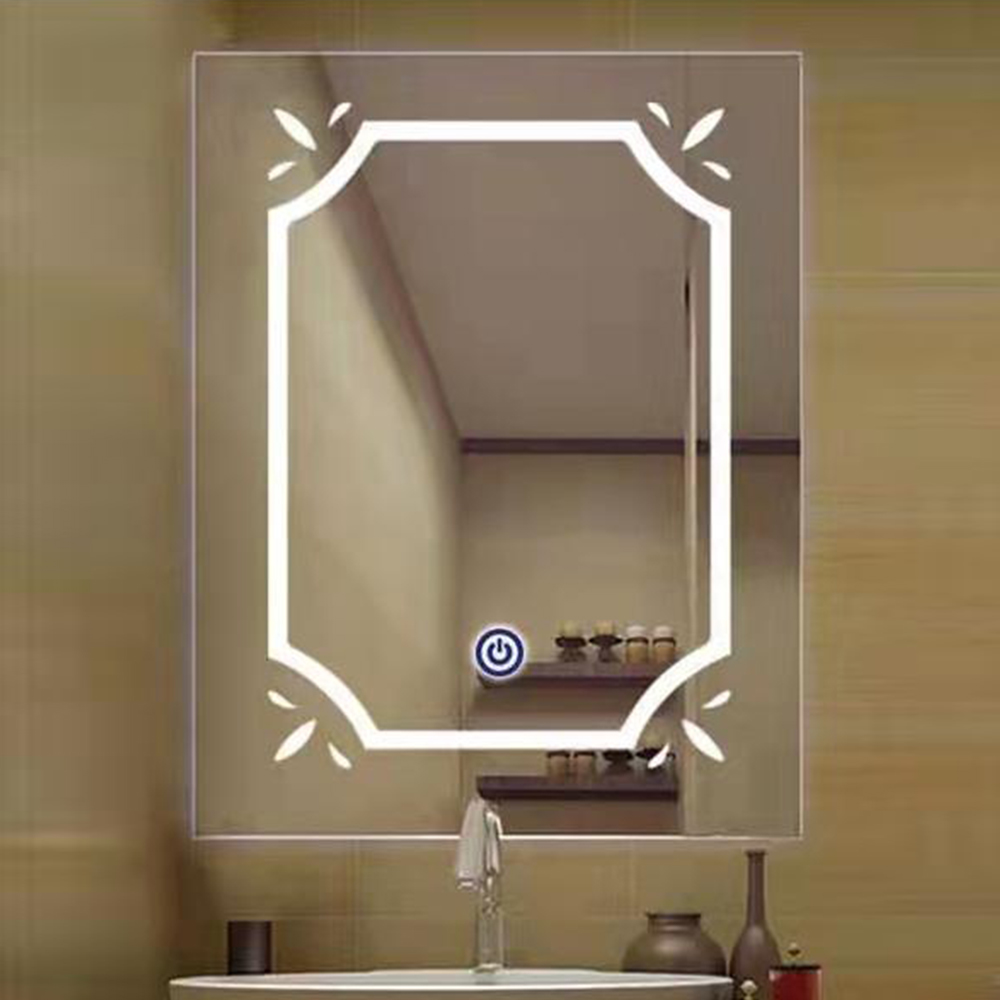 Latest Design All Season Luxury Brass Gold Rectangle Smart Led Bathroom Mirror