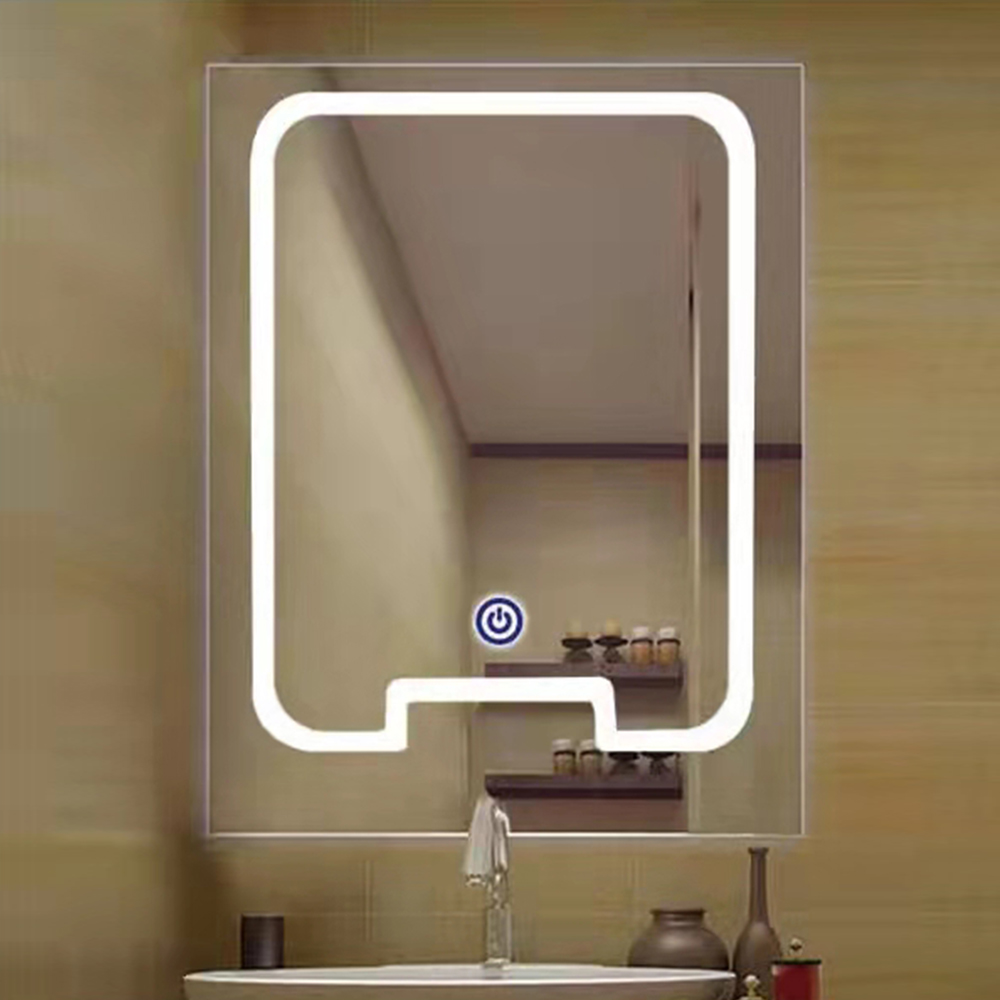 Latest Design All Season Luxury Brass Gold Rectangle Smart Led Bathroom Mirror