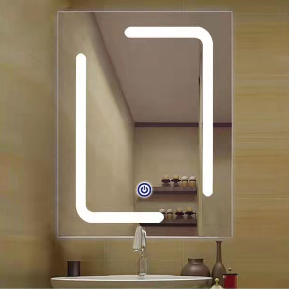 Latest Design All Season Luxury Brass Gold Rectangle Smart Led Bathroom Mirror