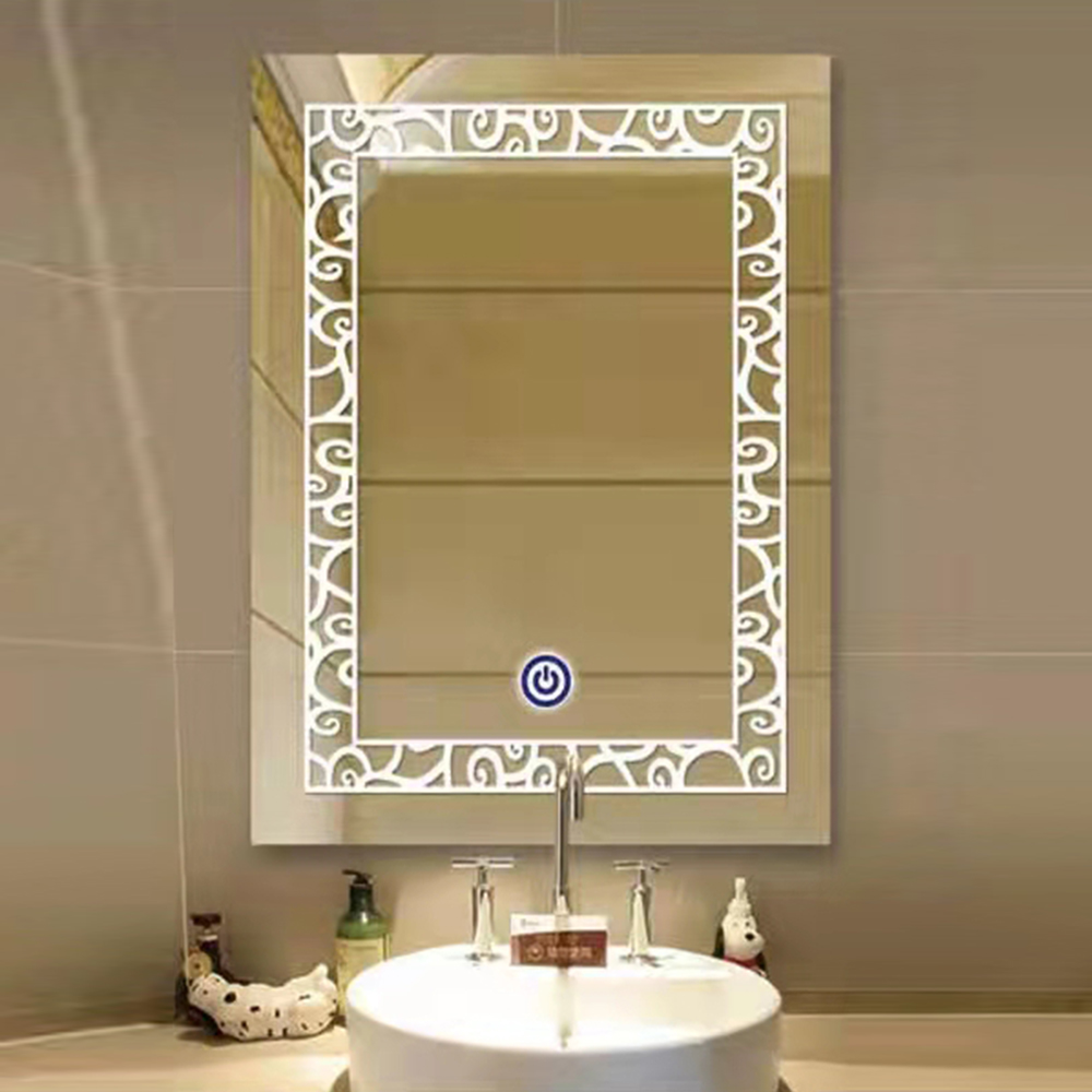 Latest Design All Season Luxury Brass Gold Rectangle Smart Led Bathroom Mirror