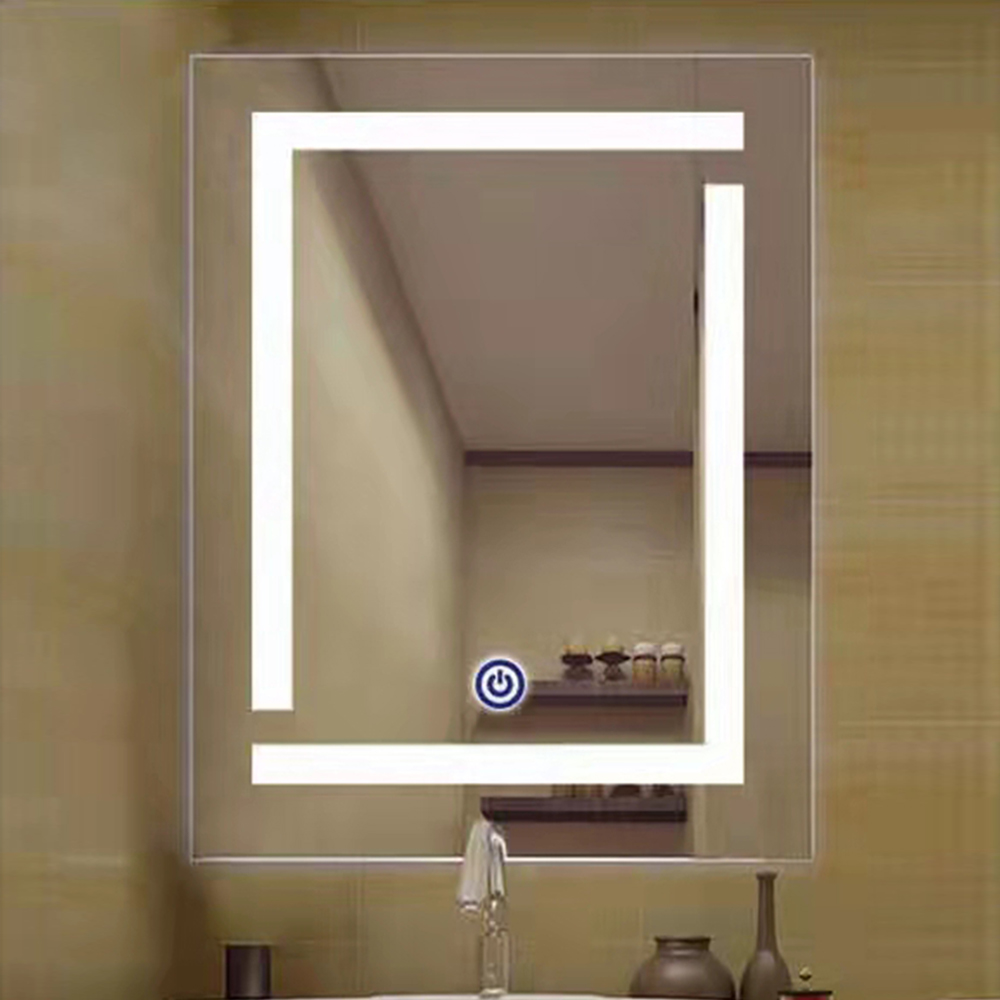 Latest Design All Season Luxury Brass Gold Rectangle Smart Led Bathroom Mirror