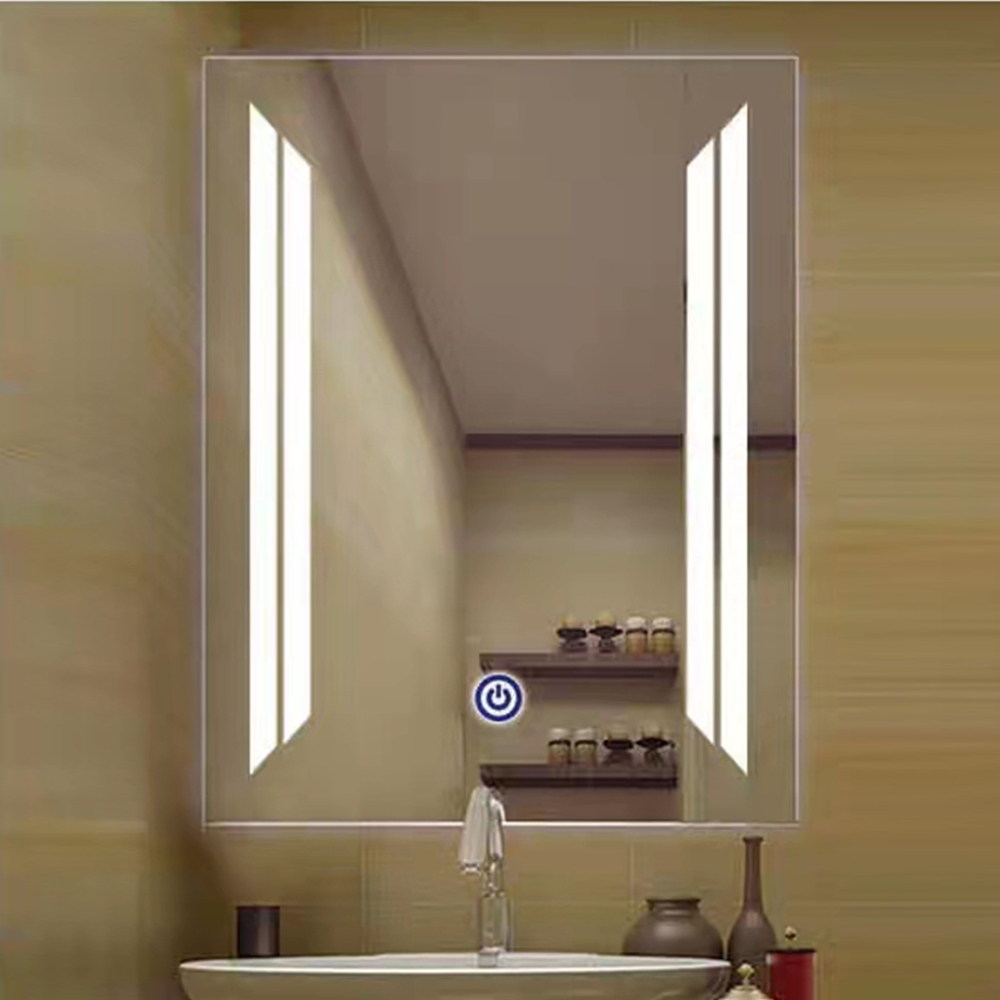 Latest Design All Season Luxury Brass Gold Rectangle Smart Led Bathroom Mirror