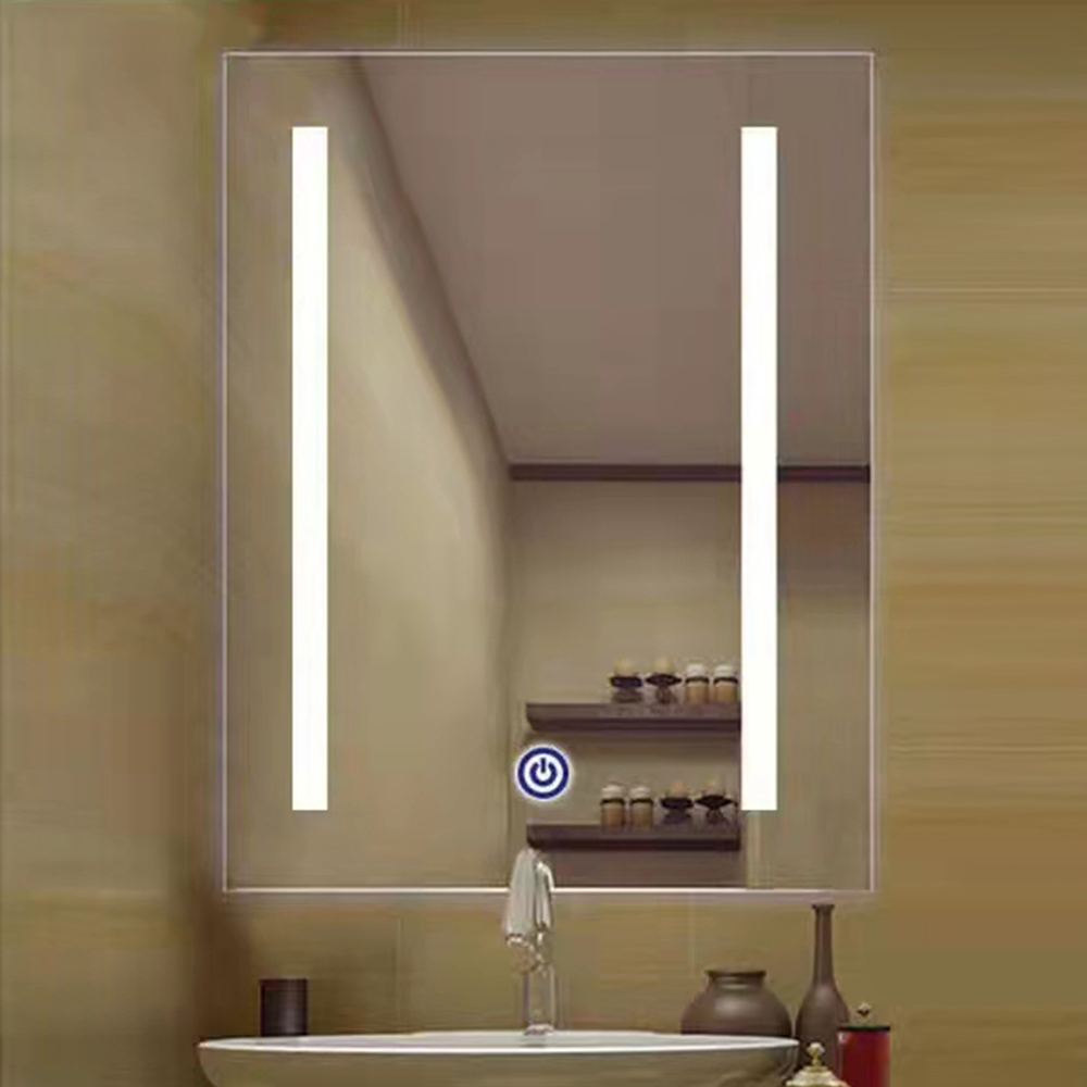 Latest Design All Season Luxury Brass Gold Rectangle Smart Led Bathroom Mirror