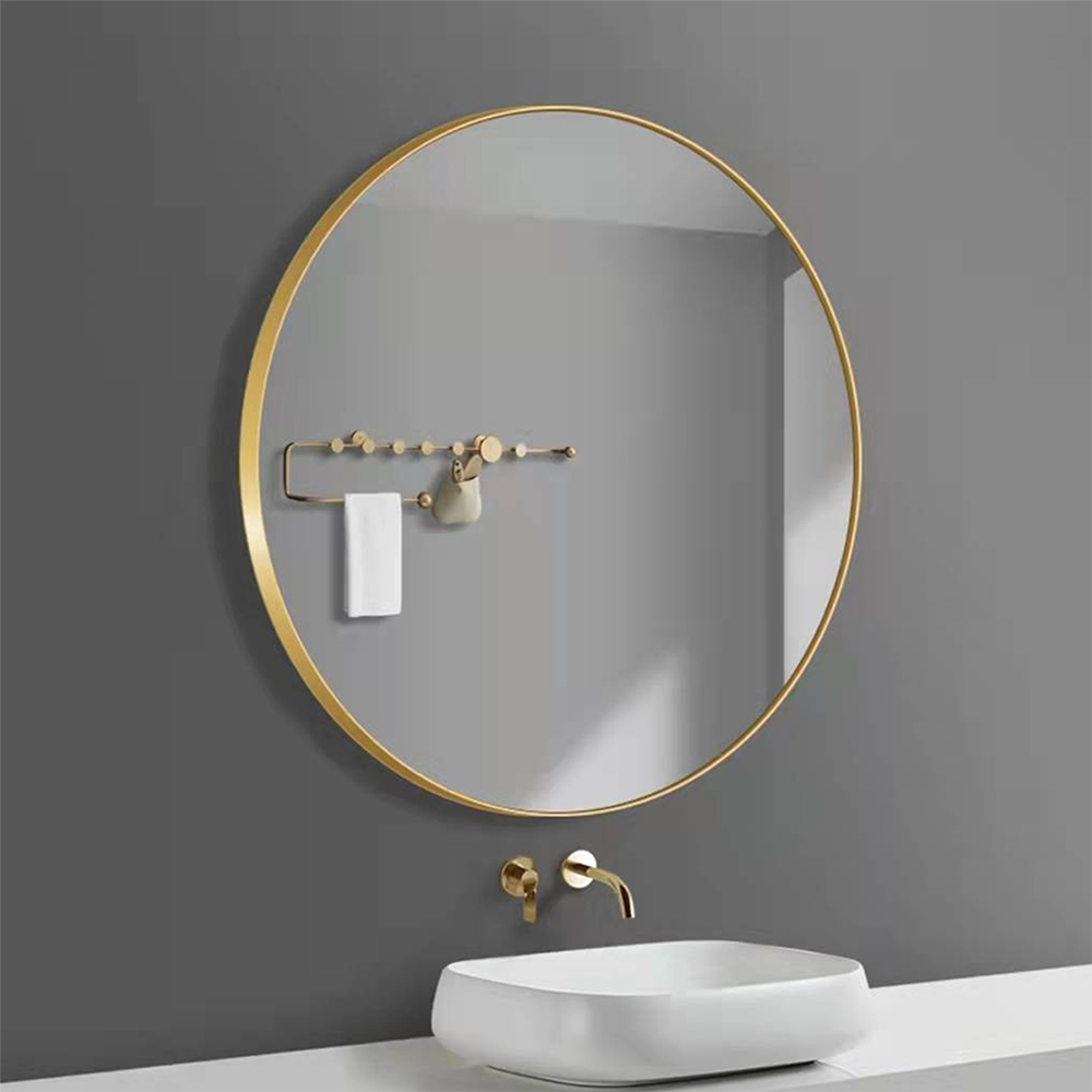 Wall Mounted Aluminum Round Gold Home Decoration Framed Mirror