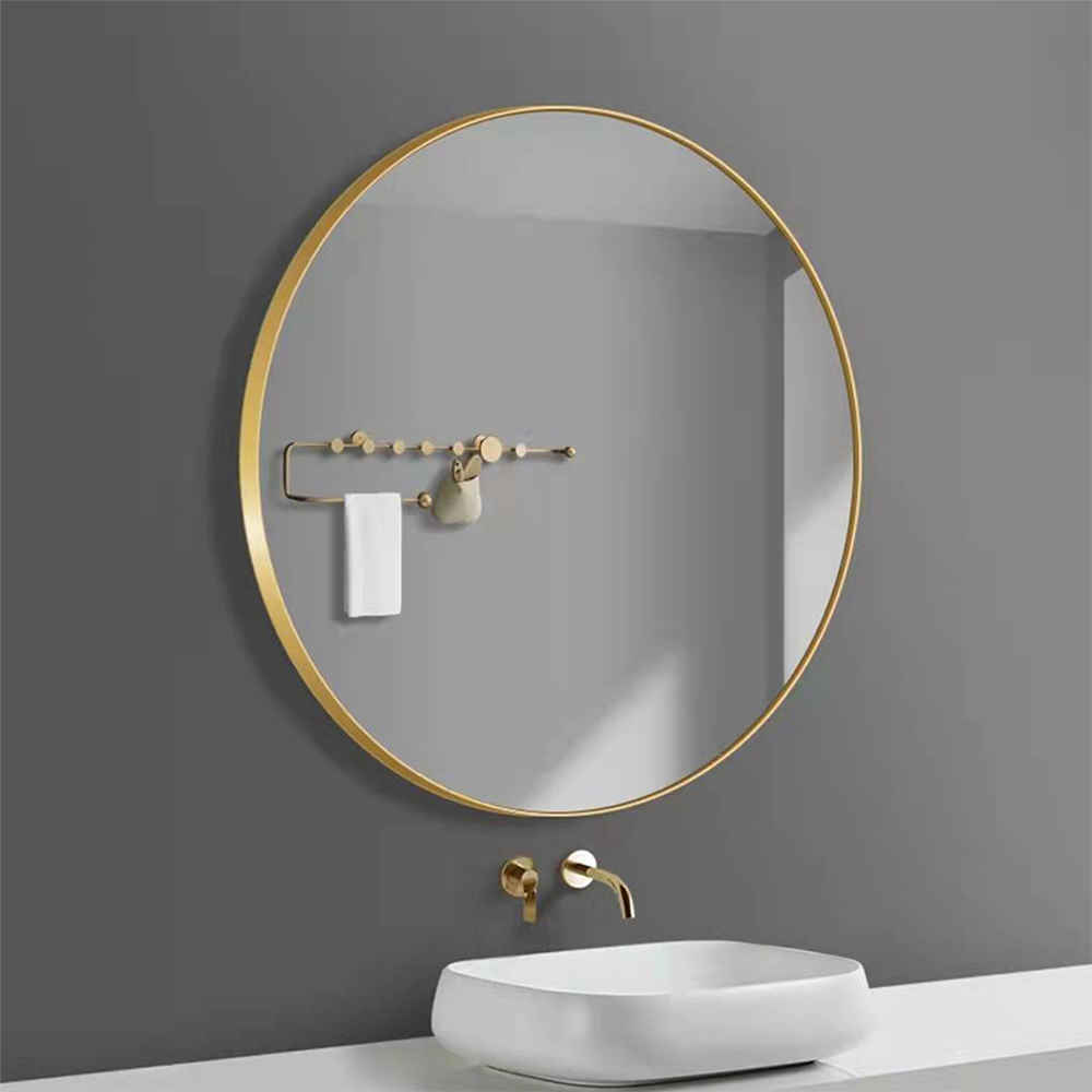 Wall Mounted Aluminum Round Gold Home Decoration Framed Mirror