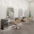 Barber Salon Mirror with LED Light, with Different Lights, Double-Sided Mirror Floor Station