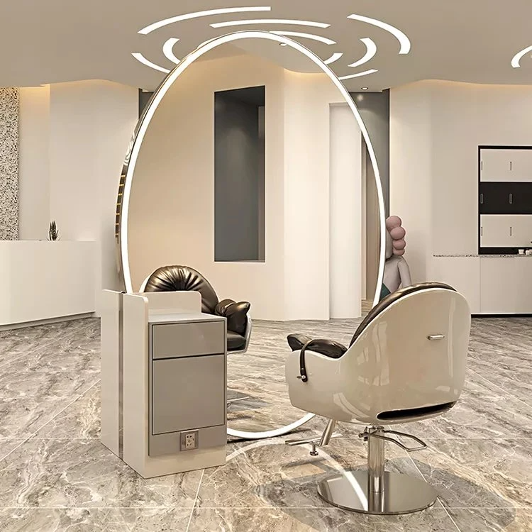 Beauty Hair Salon Furniture Equipment Mirror Station Styling Mirror Haridresser Salon LED Station Mirrors with LED Light