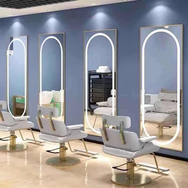 Beauty Hair Salon Furniture Barber Mirrors LED Salon Mirror with Lights Stations Hairdressing Styling Station Makeup Mirror