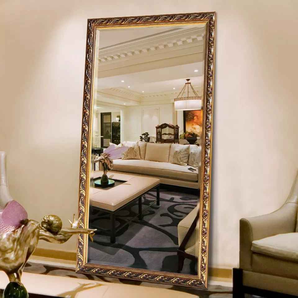 Vintage Dressing Mirror Carved European Style Gold Antique Mirror Full Length Large Mirror