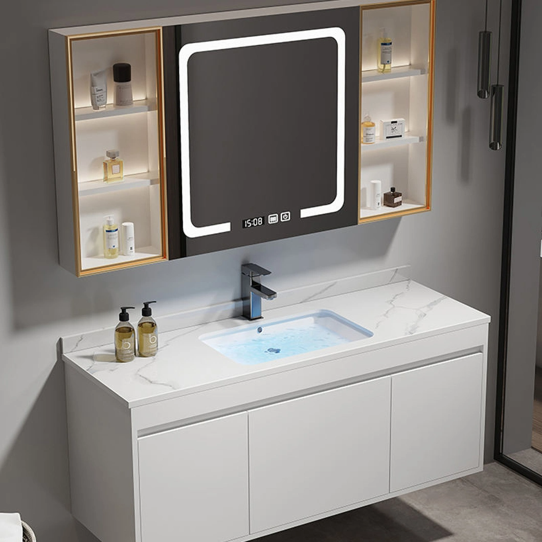 Modern Solid Wood Wash-and-Dressing Cabinet Black Bathroom Corner Luxury Bathroom Cabinet with Mirror Cabinet