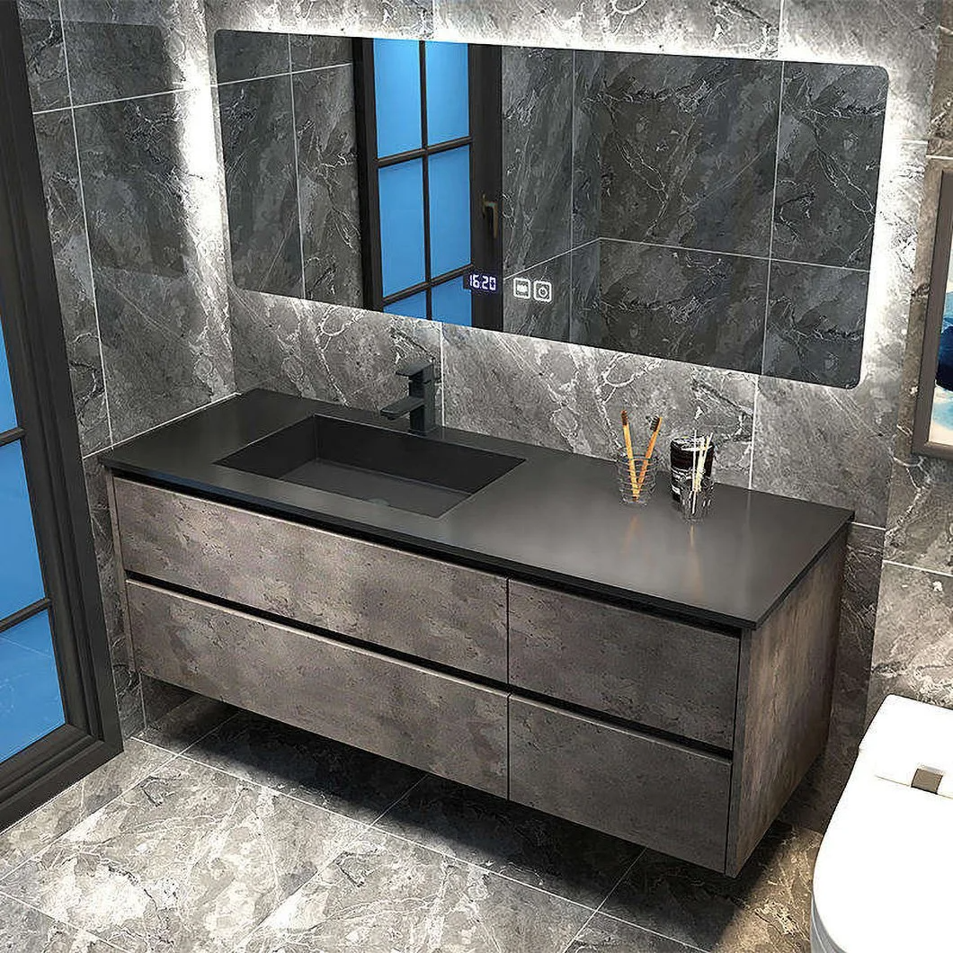 Europe Style Wholesale Custom Grey Solid Wood Bathroom Cabinet Wall Mounted Vanity Mirror Cabinet