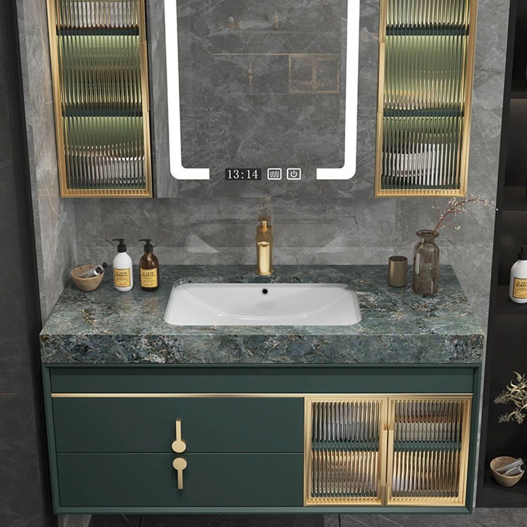 Modern Ceramic Basin Dresser Set Mirror Cabinet European Wall Mounted Single Sink Bathroom Cabinet