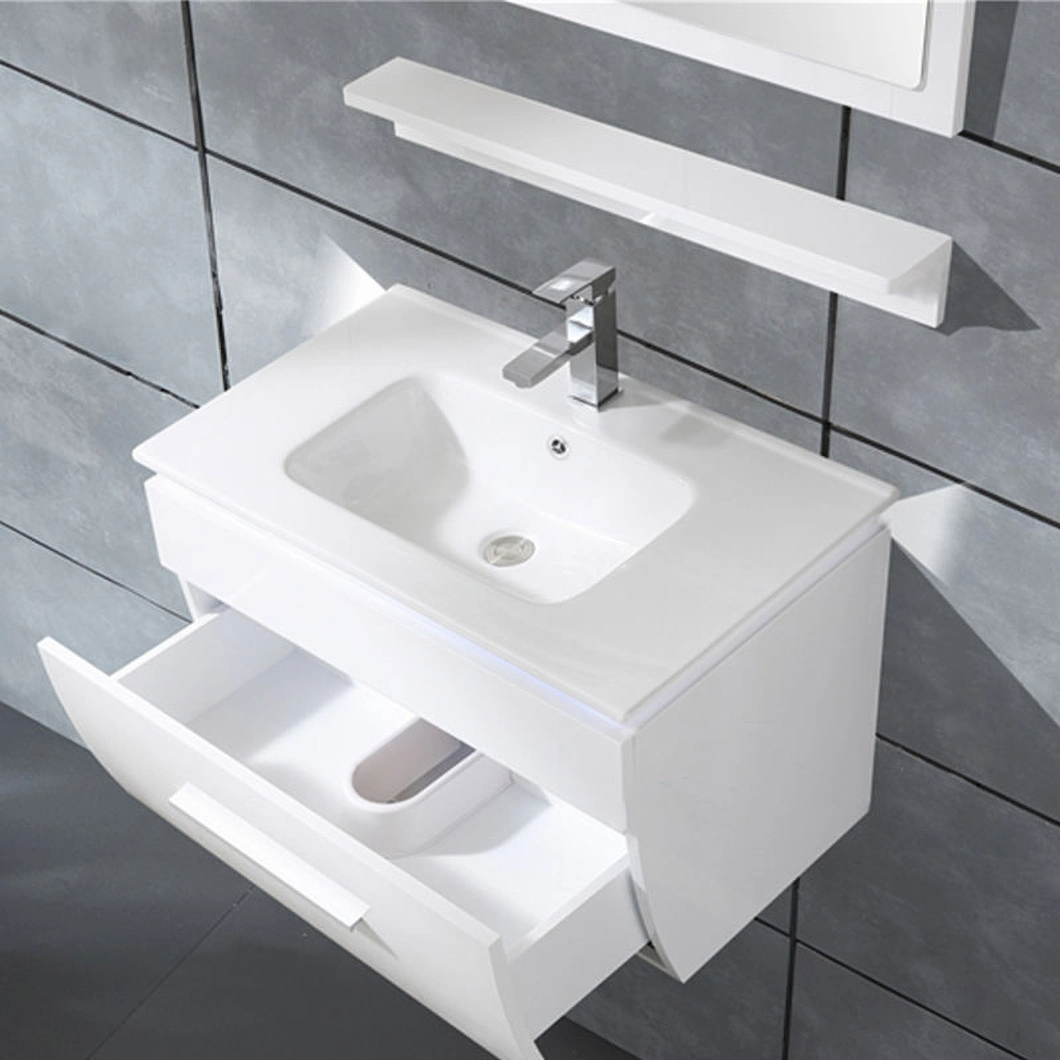 Wooden Single Sink Small Bathroom Cabinet White Toilet Wall Mounted Vanity with Mirror