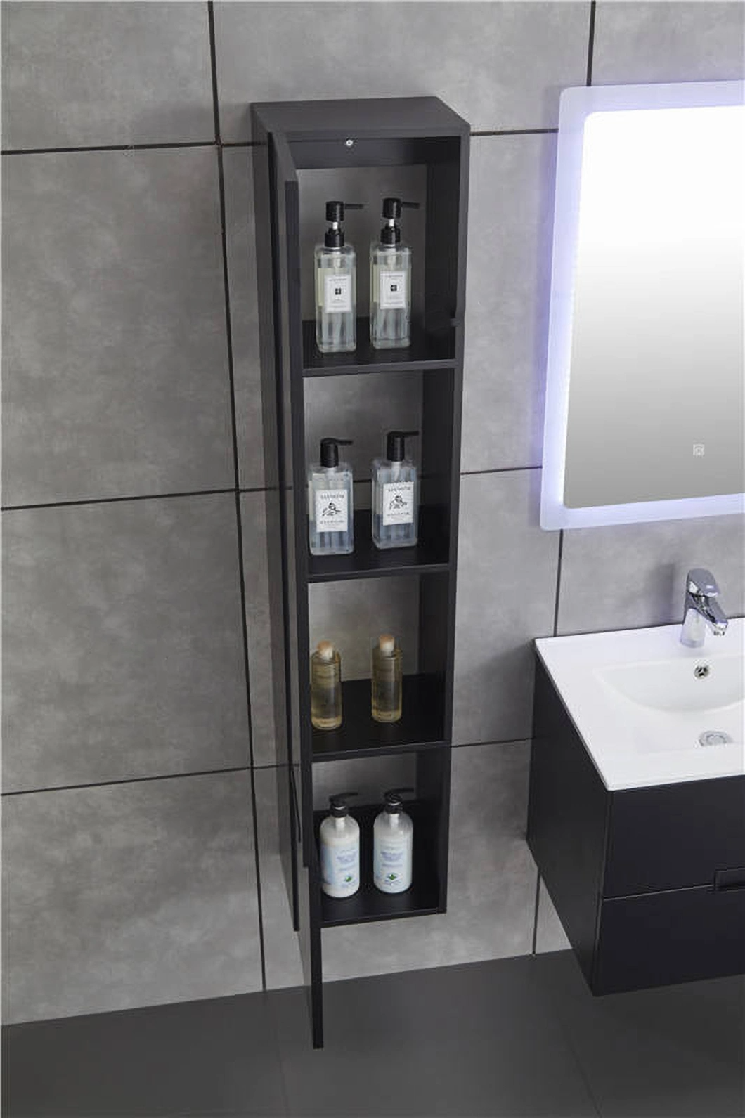 23 Inch Black Wall Hung Counter Basin Rest OEM Single Bathroom Cabinet for Sales