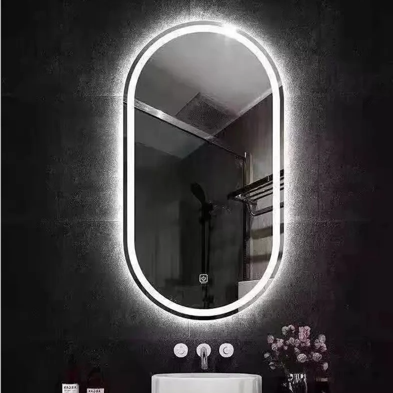 Circle Toilet Chinese Arch Round LED Mirrors Decor Wall Large Full Length Stickers Wall in Bathroom with LED Light Vanity Mirror