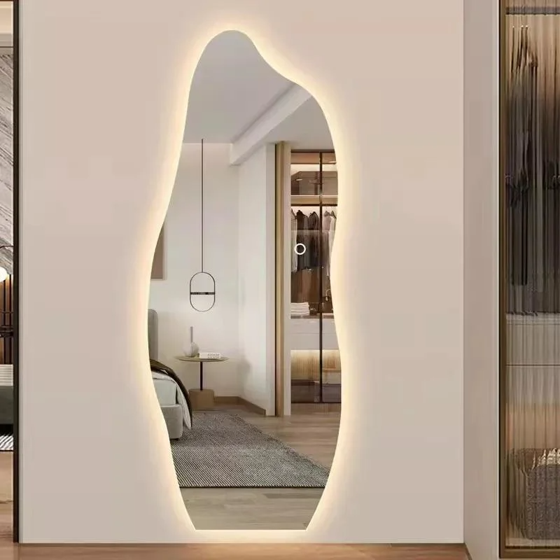 Circle Toilet Chinese Arch Round LED Mirrors Decor Wall Large Full Length Stickers Wall in Bathroom with LED Light Vanity Mirror