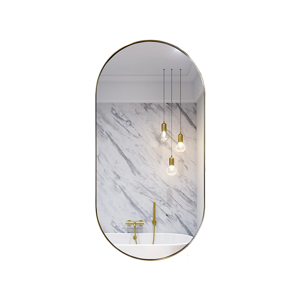 Gold Aluminum Oval Metal Frame Mirror Wall Mirror for Modern Home Decoration Luxury Interior for Bathroom Mirror