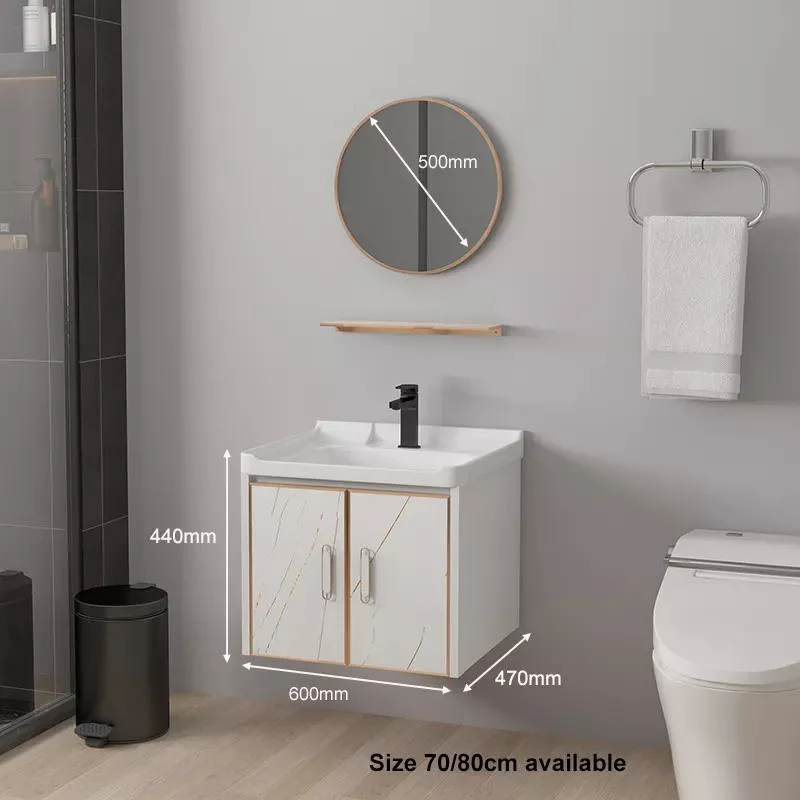 Waterproof Modern Mirror Wall Mounting Aluminum Cabinet Small Vanity Set Bathroom Vanities with Sink