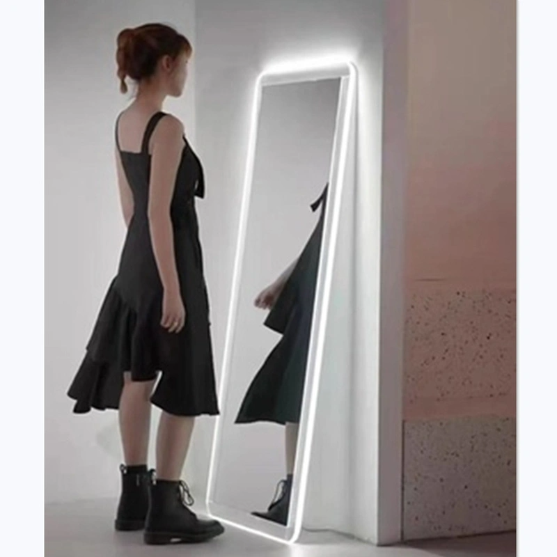 Full Length LED Light Intelligent Acrylic Light Against The Wall Floor Mirror Fitting Square Bedroom Mirror