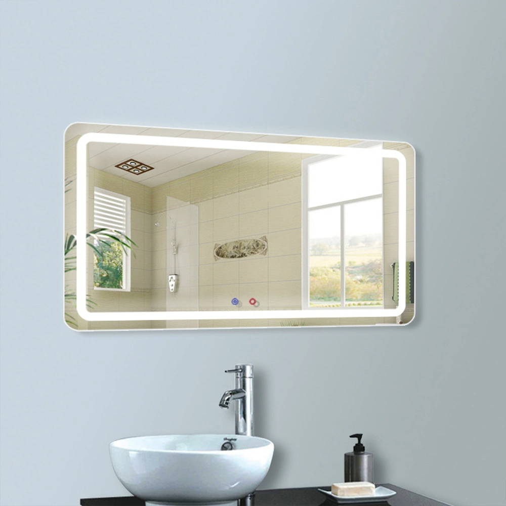 Luxury Home Decorative Smart Wash Basin Mirror LED Bathroom Frameless Backlit Wall Glass Vanity Mirror