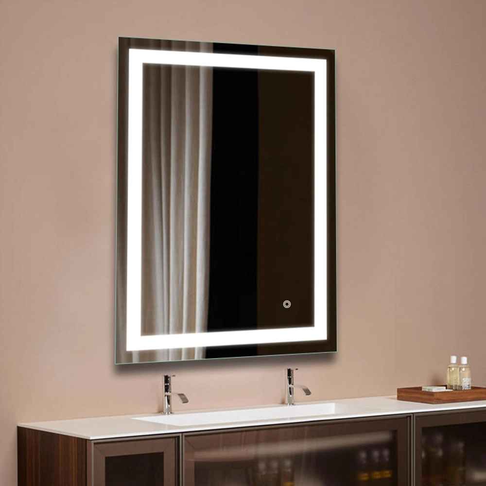 Single Sided Illuminated Mirrors Toilet White Bathroom Vanity Mirror