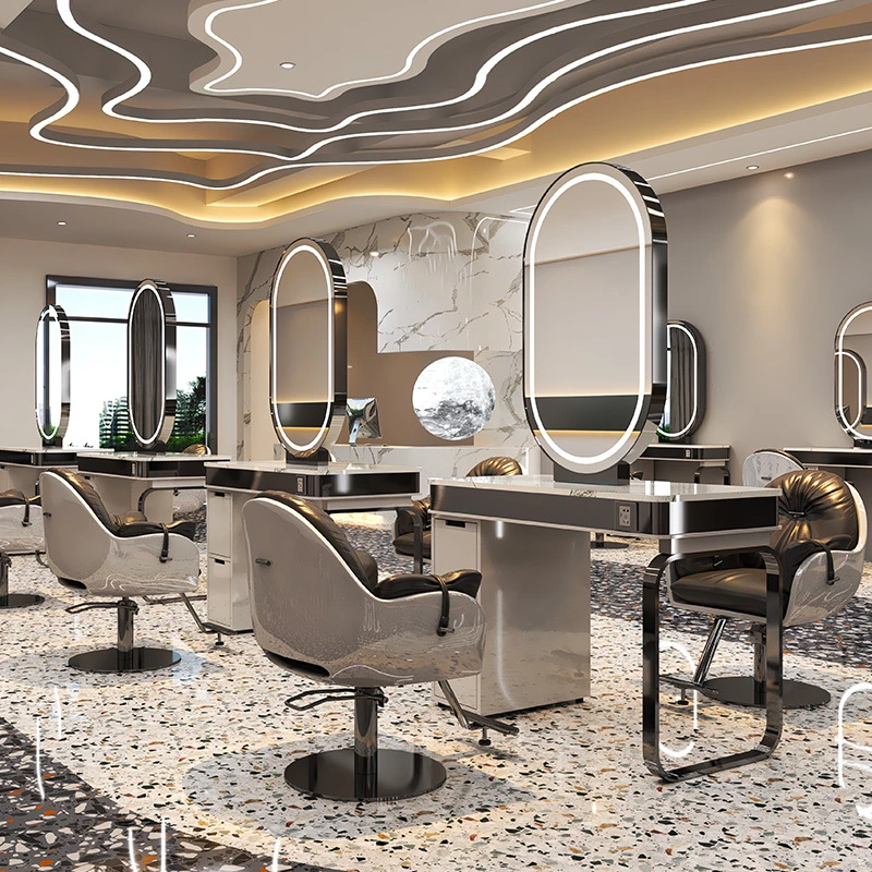 Beauty Salon Mirror Styling Stations with LED Light