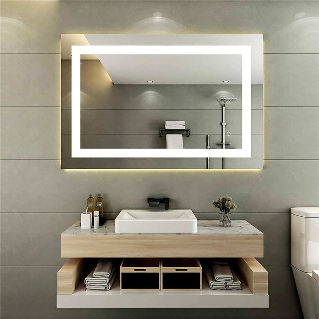 LED Light Bathroom Smart Mirror with Electronic Anti-Fog, Smart Touch Function, Time Display