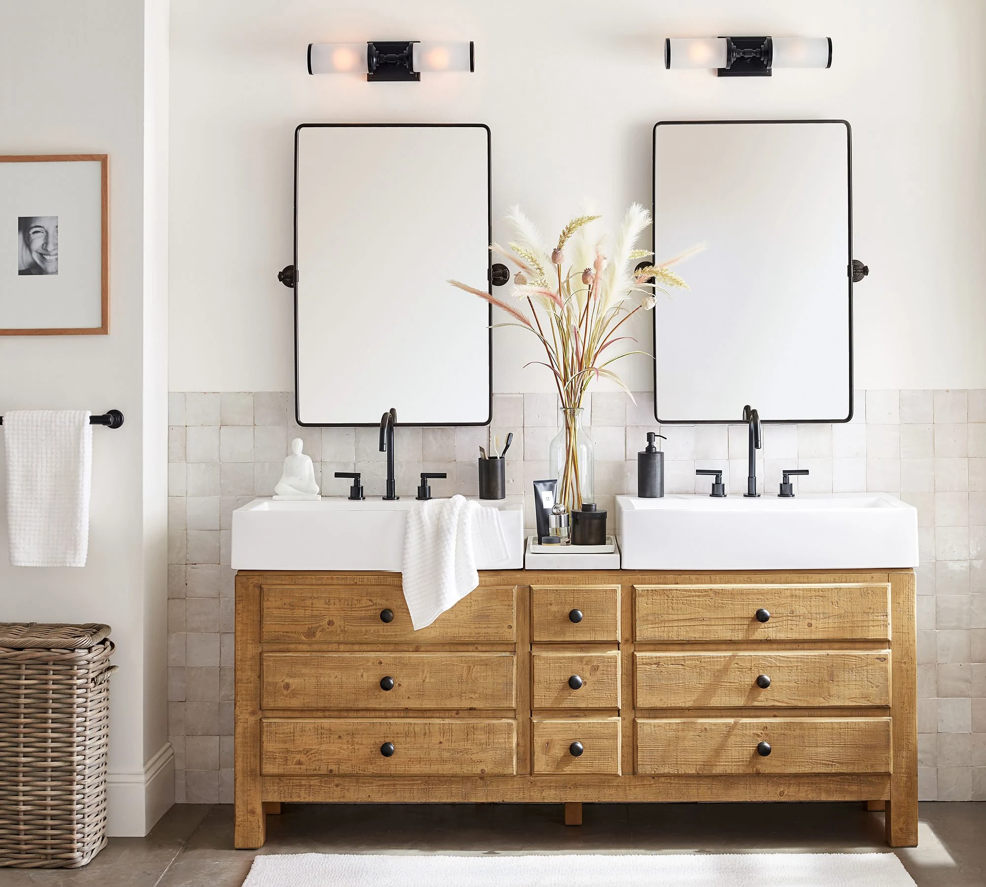 Cheap Modern Vanity Table Double Mirror and Double Sinks Bathroom Cabinet Luxury Bathroom Vanity