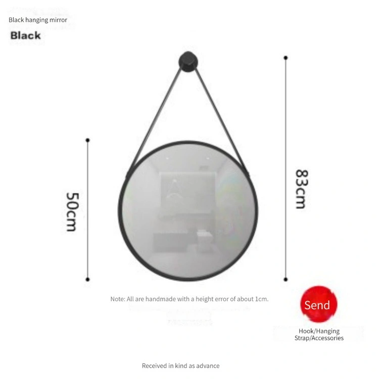 Fashion Modern Style PU Belt Wall Mirrors Home Decor Hanging Mirror Round Decor Wall Mirror