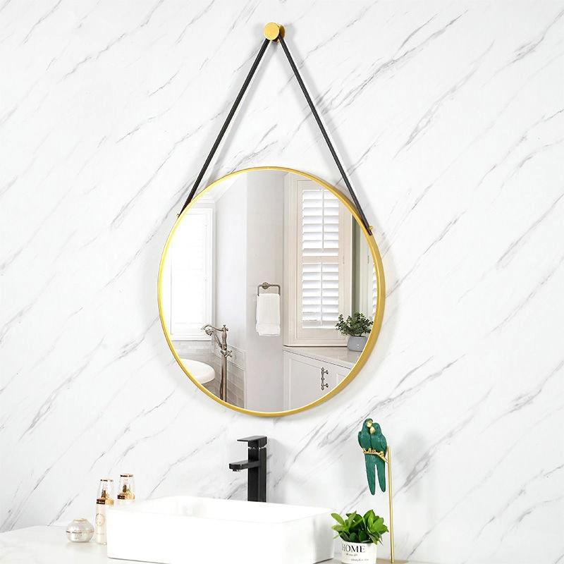 Fashion Modern Style PU Belt Wall Mirrors Home Decor Hanging Mirror Round Decor Wall Mirror