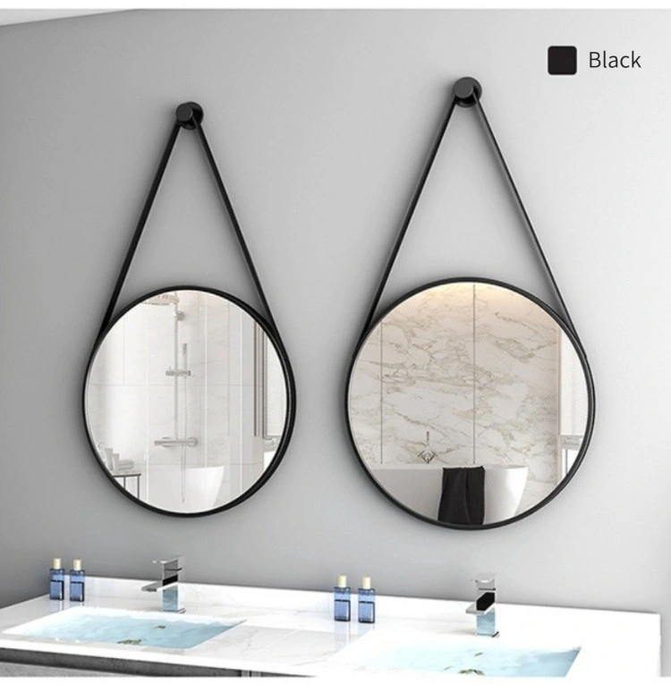 Fashion Modern Style PU Belt Wall Mirrors Home Decor Hanging Mirror Round Decor Wall Mirror