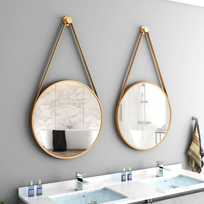 Fashion Modern Style PU Belt Wall Mirrors Home Decor Hanging Mirror Round Decor Wall Mirror
