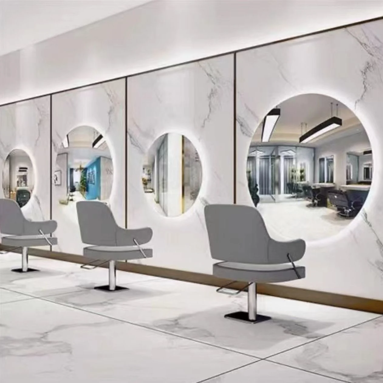 Hairdressing Mirror Salon Round Barbershop Mirror Table Hair Salon Special European Glass Salon Furniture