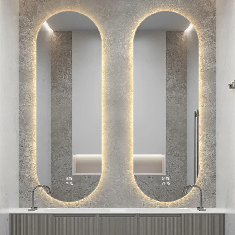 Intelligent Bathroom Mirror Wall-Mounted LED Bathroom Mirror with Light Anti-Fogging Toilet Mirror