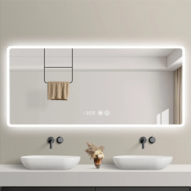 Intelligent Bathroom Mirror Wall-Mounted LED Bathroom Mirror with Light Anti-Fogging Toilet Mirror