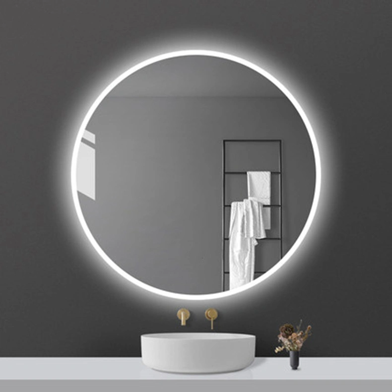 Modern Home Frameless Round Backlit LED Lighted Bathroom Mirror Decorative Bath Wall Mirror