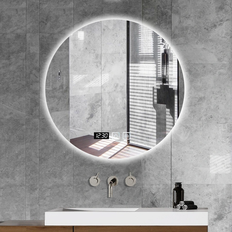 Modern Home Frameless Round Backlit LED Lighted Bathroom Mirror Decorative Bath Wall Mirror