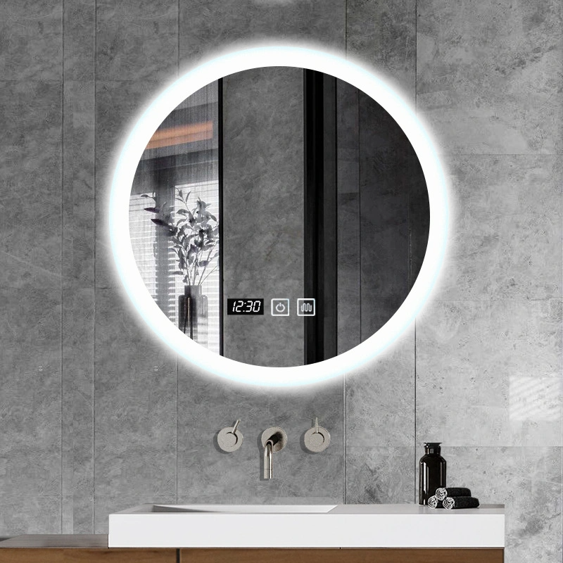 Modern Home Frameless Round Backlit LED Lighted Bathroom Mirror Decorative Bath Wall Mirror