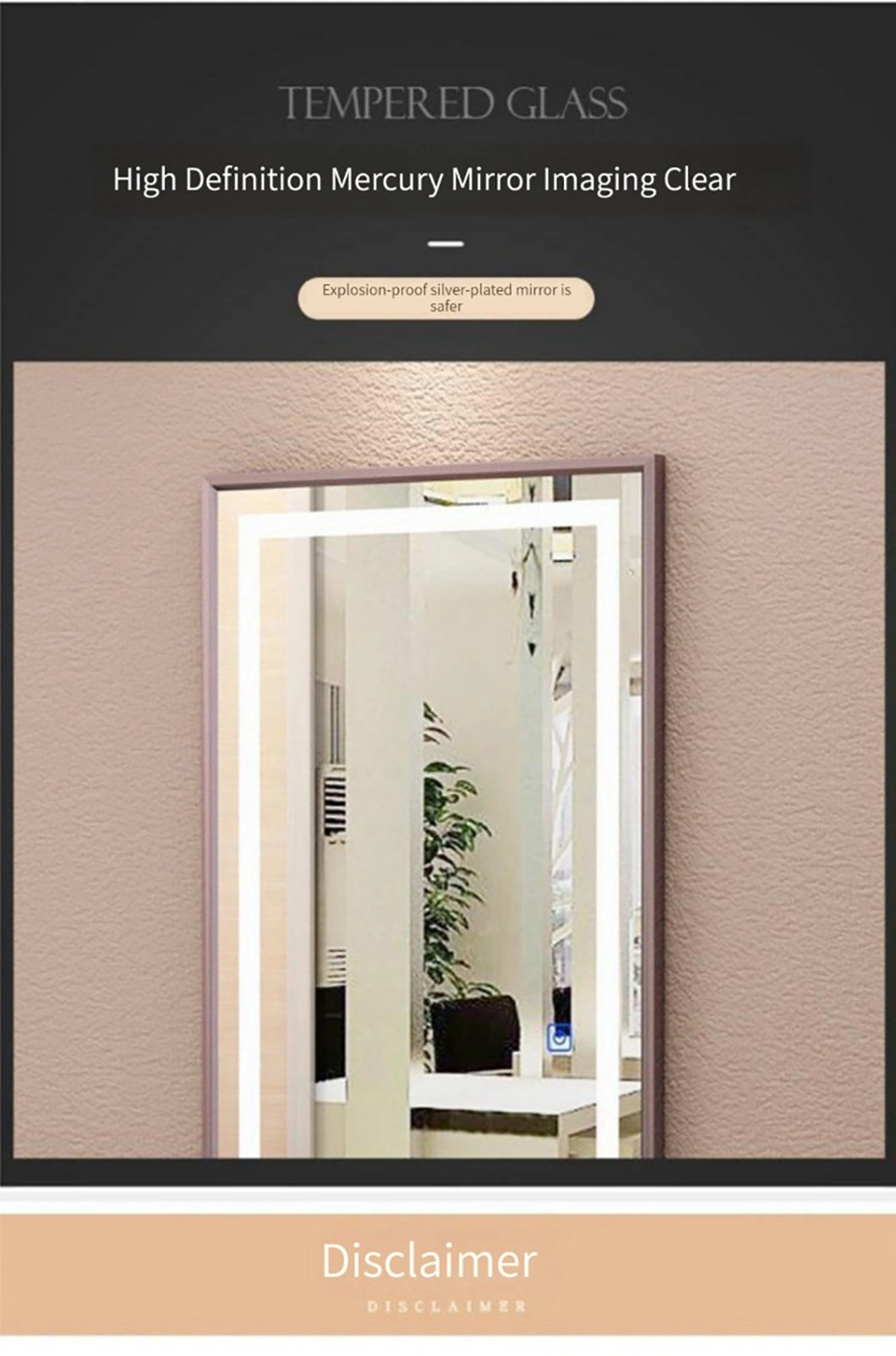 Wall Mounted LED Salon Mirror Light Smart Mirror Rectangle Defogger Dressing Wholesale Full Length Mirror LED
