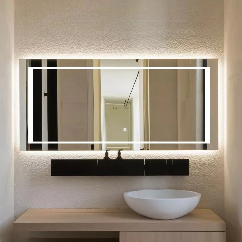 Customized Home Wall Mounted Illuminated Smart LED Lighting Bathroom Mirror Decor Bath Mirror with LED Lights