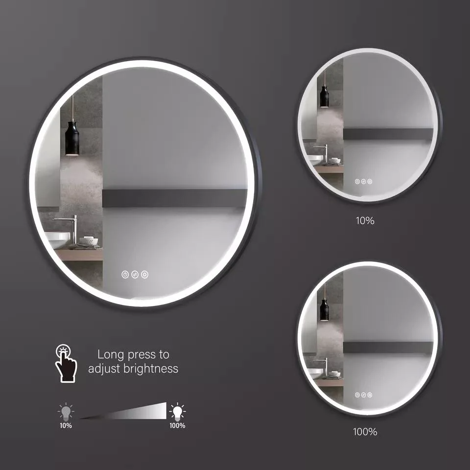 Professional Touch Screen Control LED Vanity Mirror Metal Frame Smart LED Bathroom Mirror